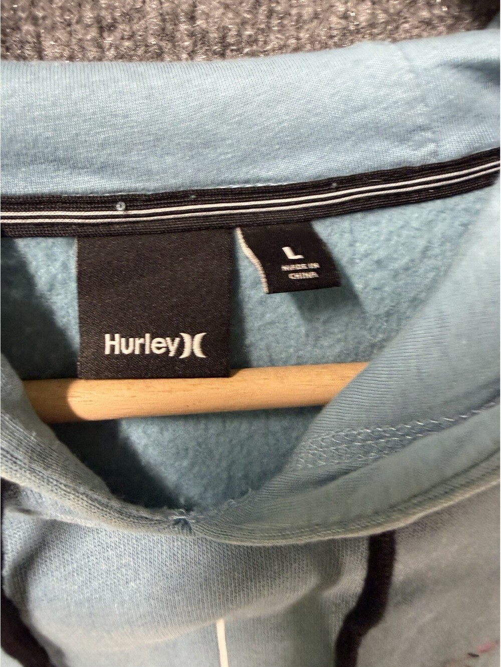 Hurley Floral Logo Hoodie Men’s L Light Blue Soft Fleece See Pics 👀🔥 - Picture 3 of 5